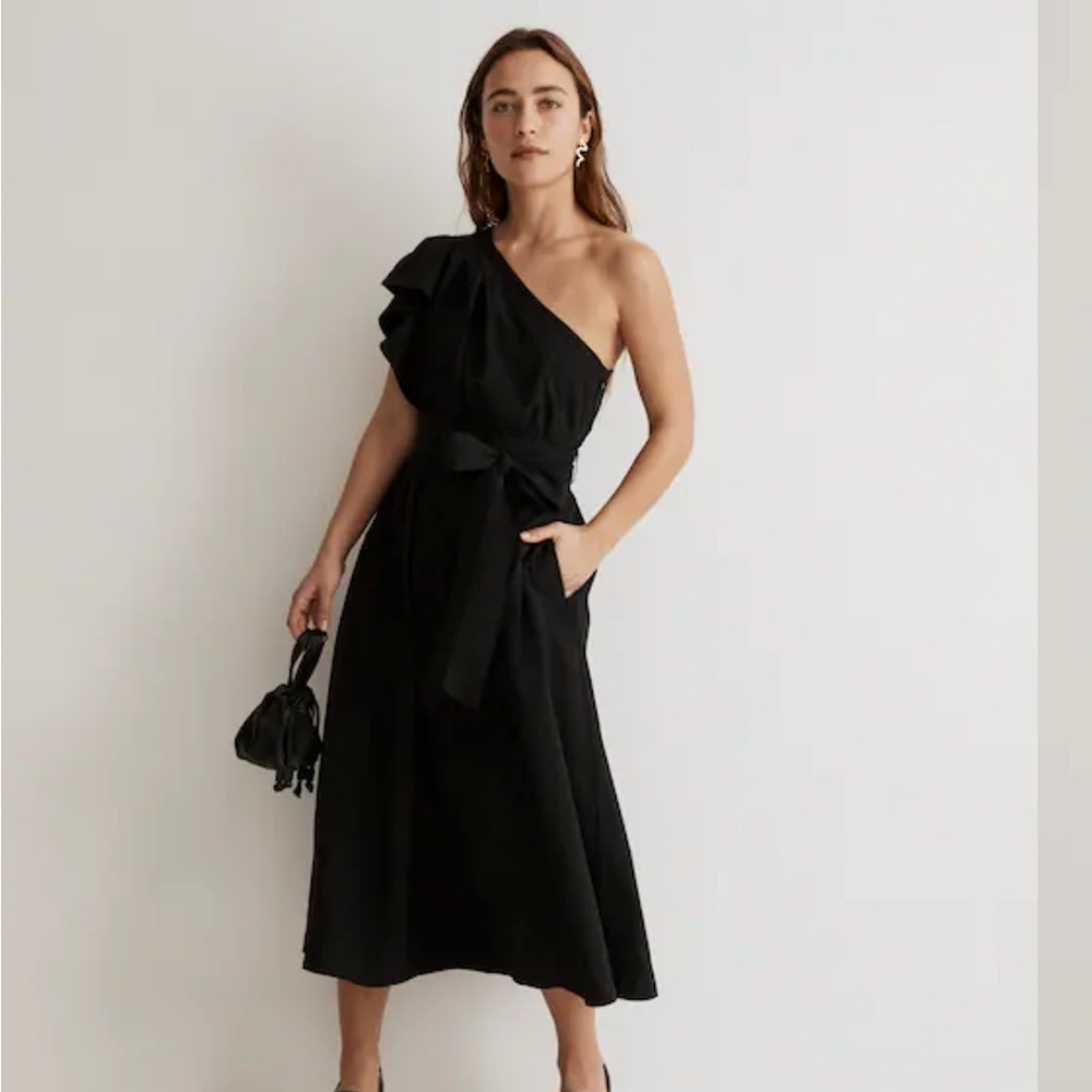 Madewell Ruffled One-Shoulder Midi Dress